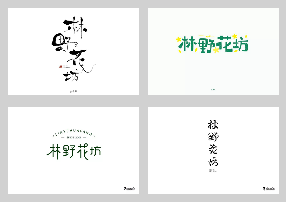 "林野花坊"字体设计 都是字形或创意较为突出的作品,某些作品可能还不