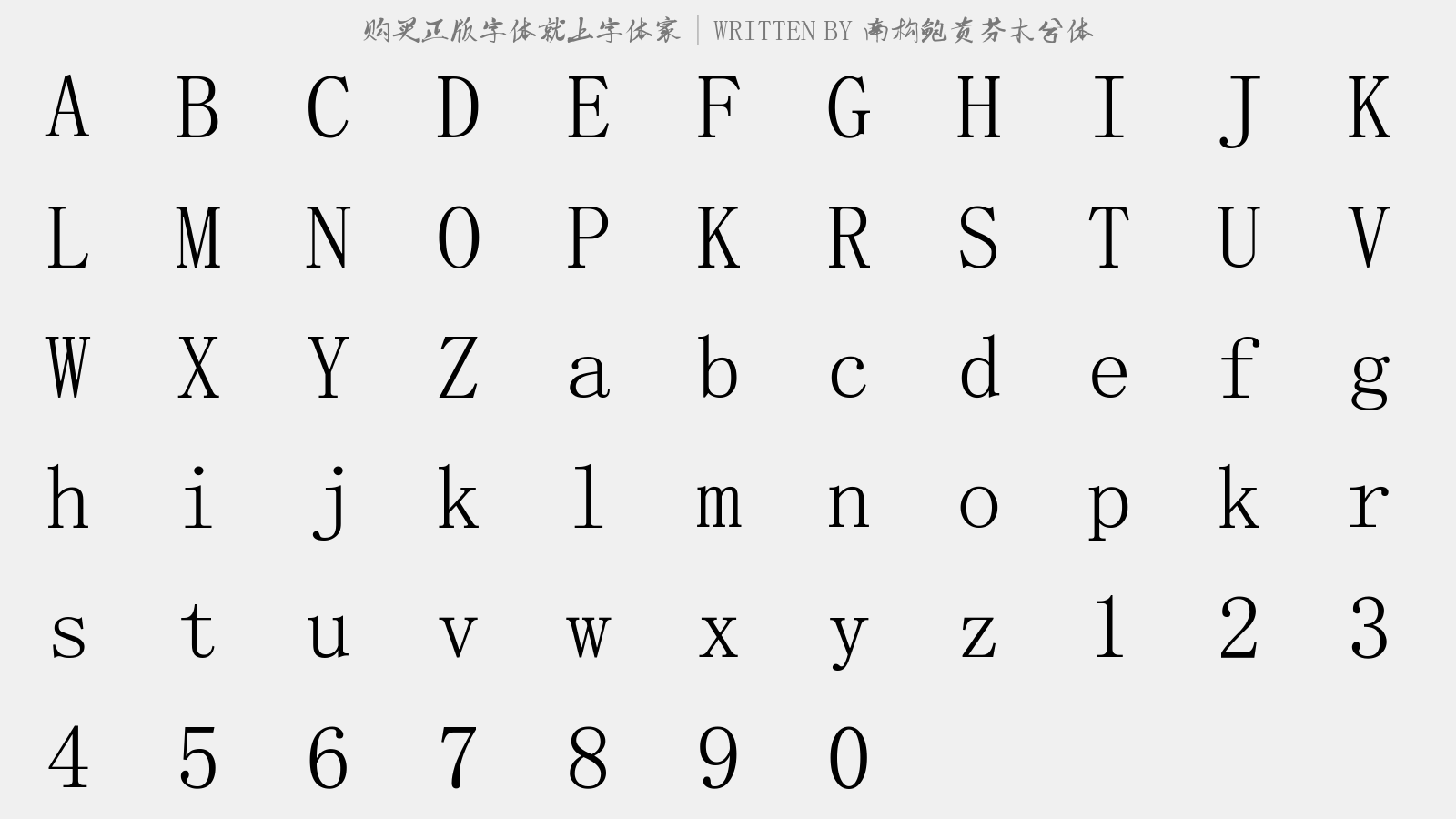 南构鲍贵芬木兮体 - 大写字母/小写字母/数字