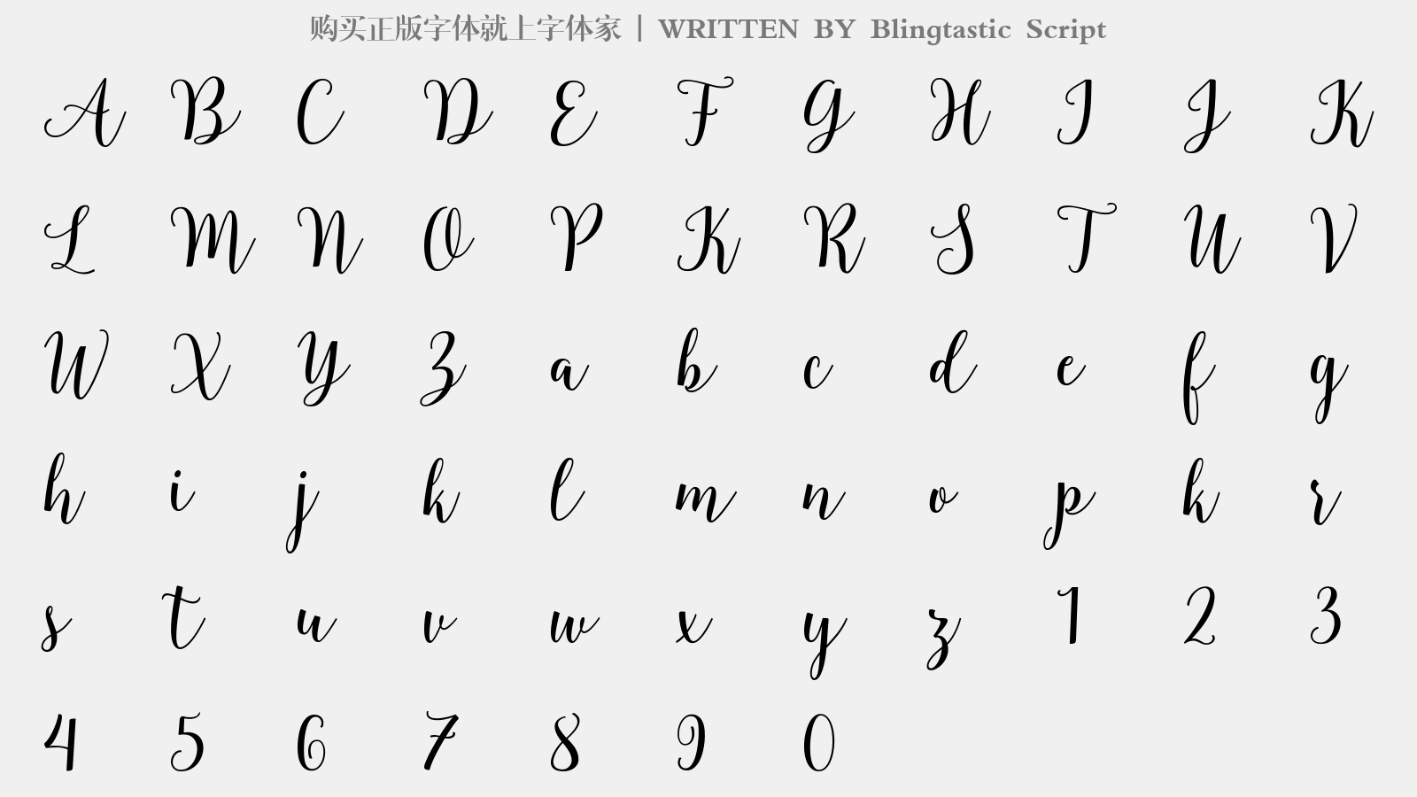 blingtastic script - 大写字母/小写字母/数字