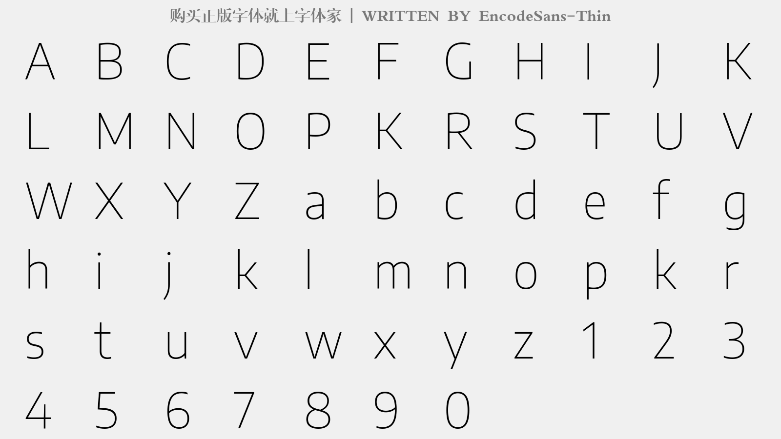EncodeSans-Thin - 大写字母/小写字母/数字