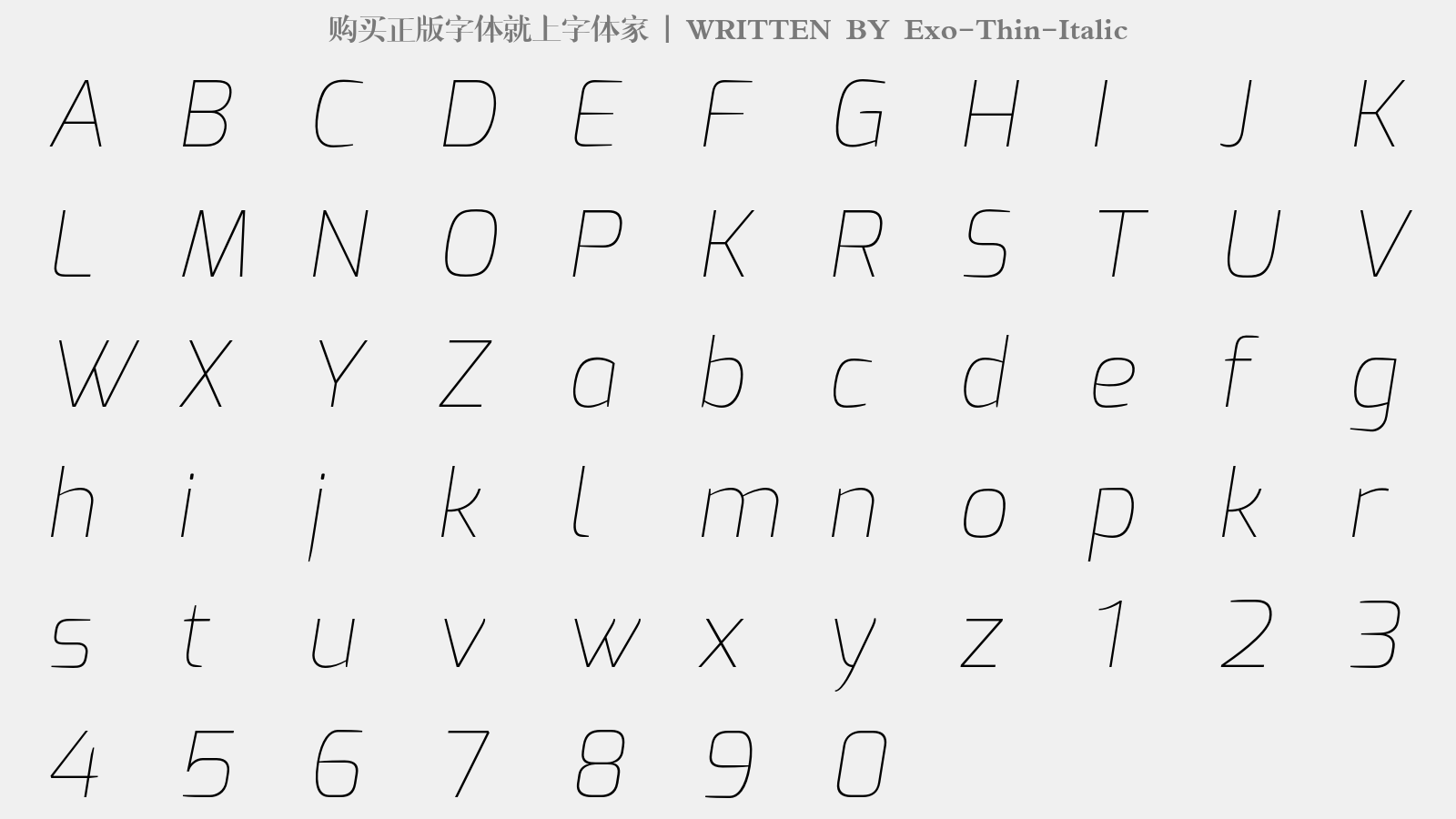 Exo-Thin-Italic - 大写字母/小写字母/数字