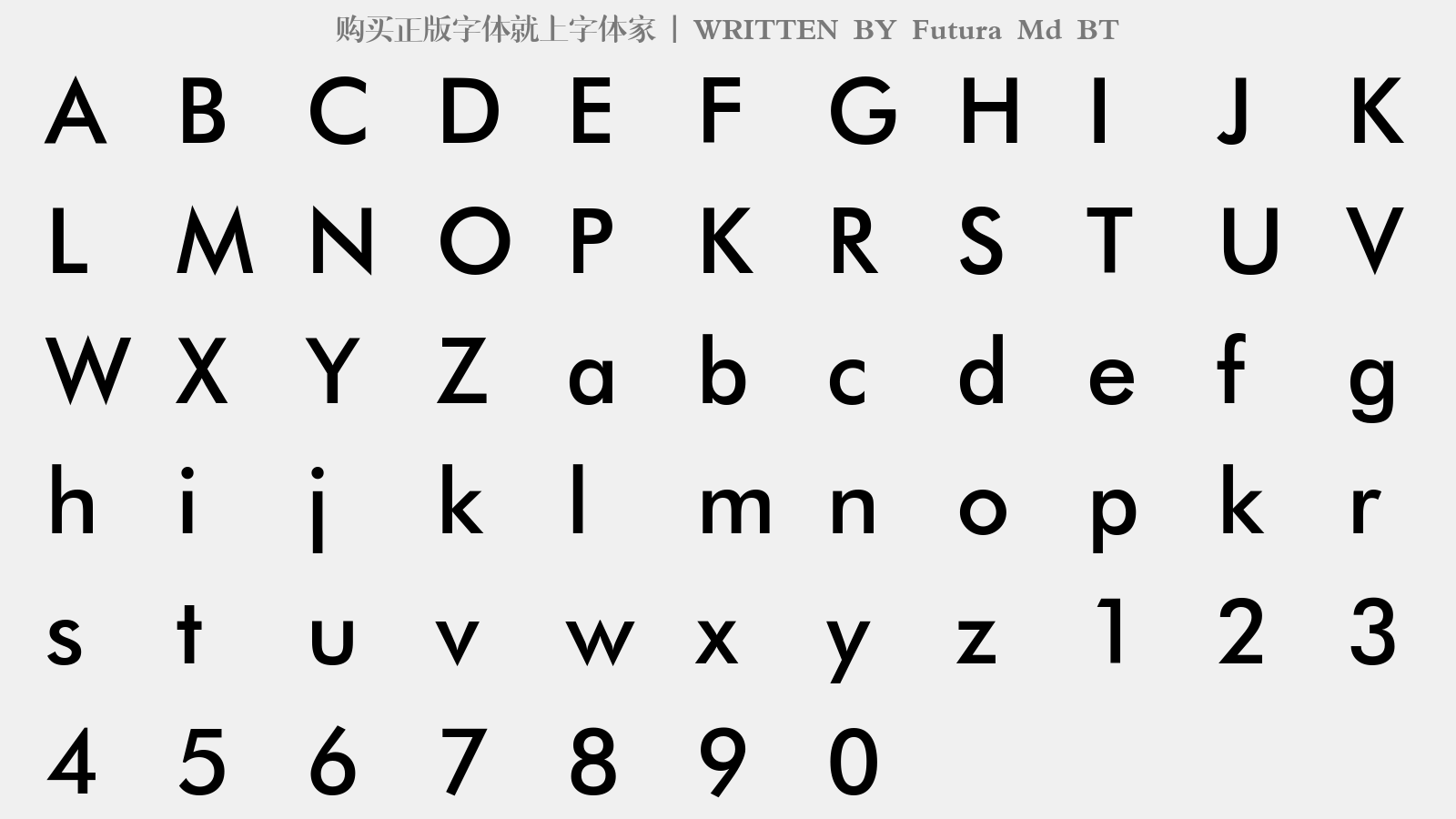 Futura Md BT - 大写字母/小写字母/数字