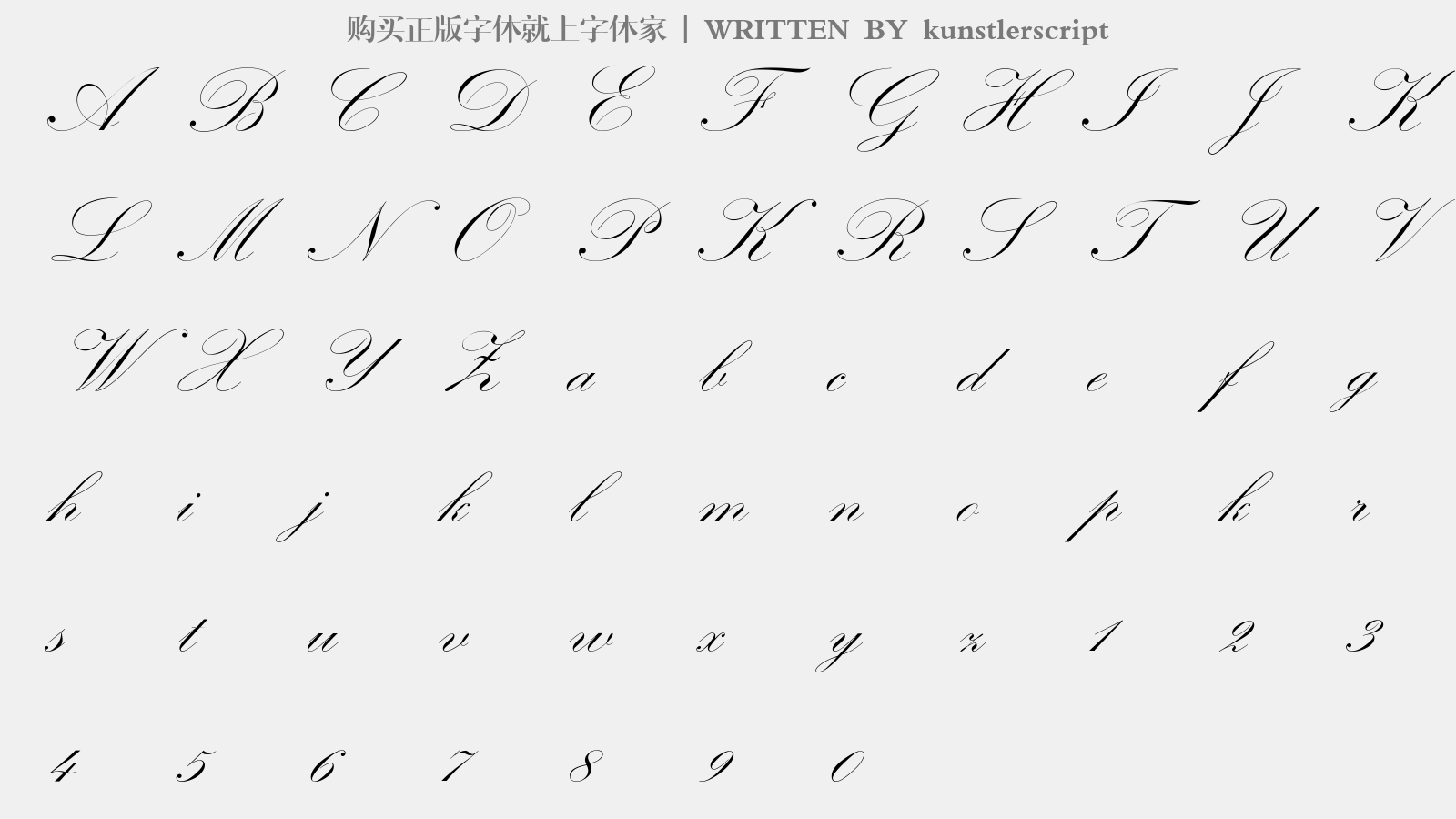 kunstlerscript - 大写字母/小写字母/数字