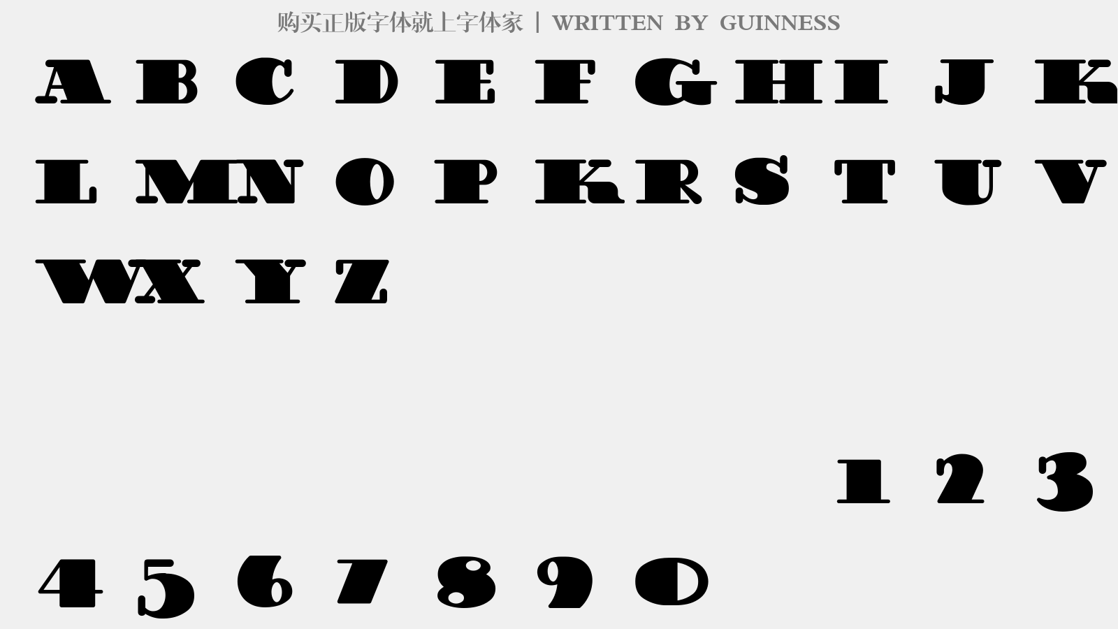 GUINNESS - 大写字母/小写字母/数字