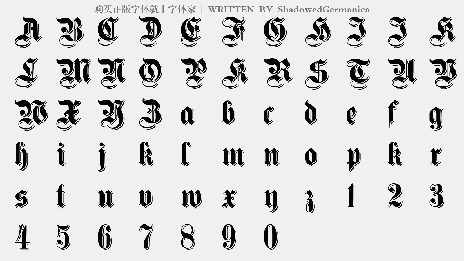 ShadowedGermanica - 大写字母/小写字母/数字