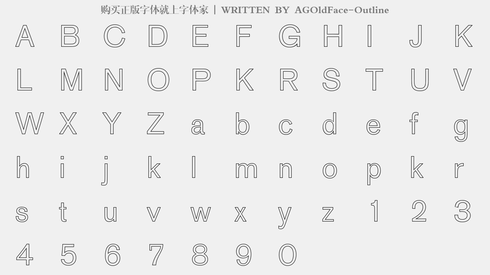 AGOldFace-Outline - 大写字母/小写字母/数字