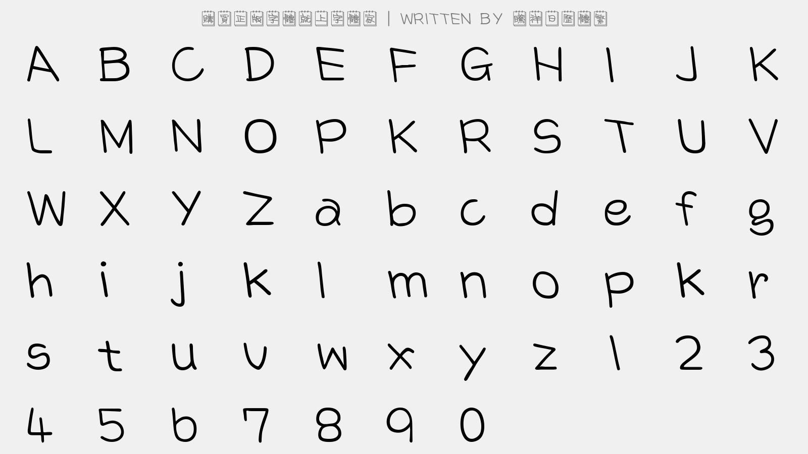 腾祥日历体繁 - 大写字母/小写字母/数字
