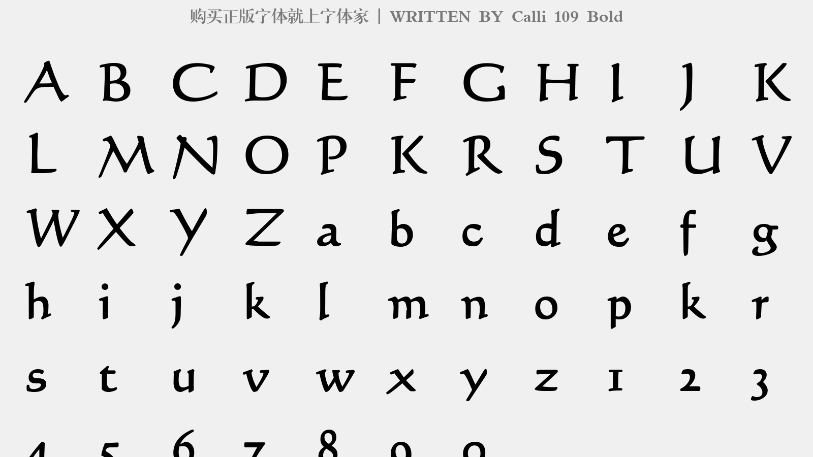 calli 109 bold - 大写字母/小写字母/数字