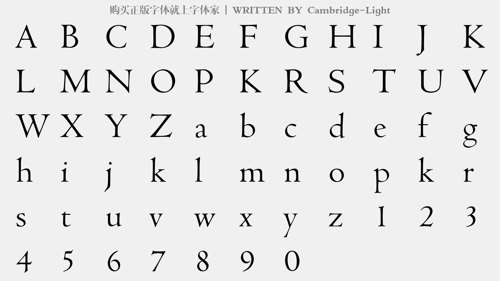 Cambridge-Light - 大写字母/小写字母/数字