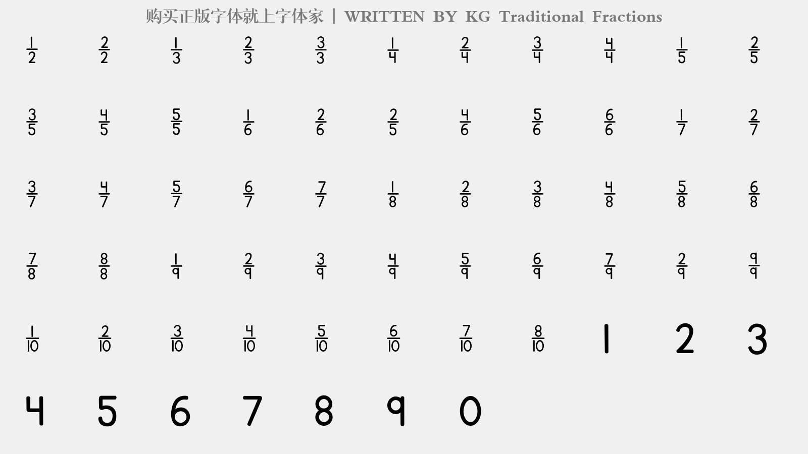 KG Traditional Fractions - 大写字母/小写字母/数字