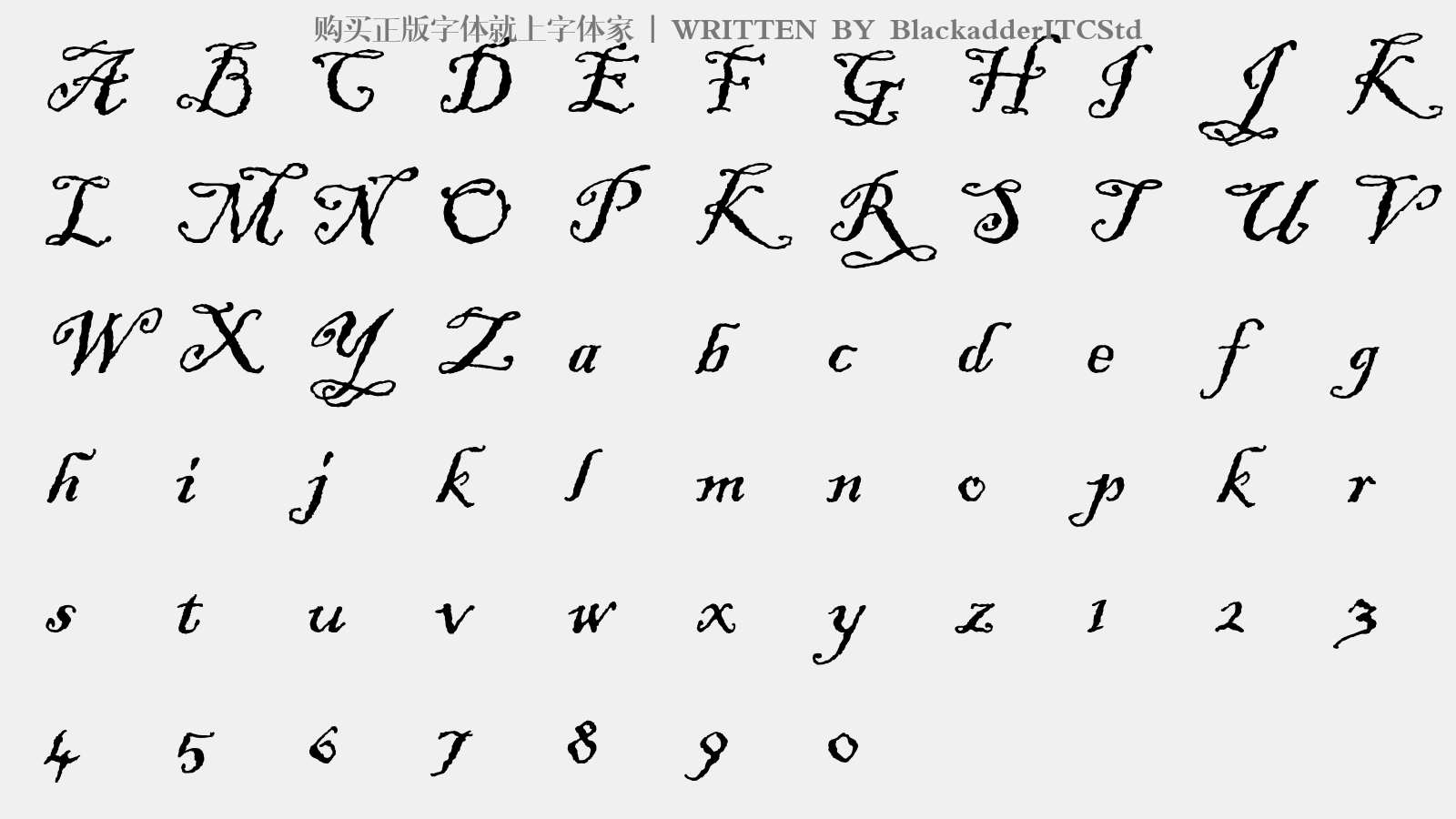 blackadderitcstd - 大写字母/小写字母/数字