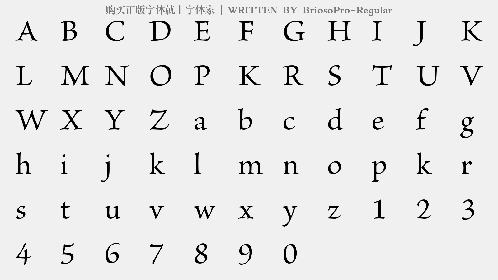 BriosoPro-Regular - 大写字母/小写字母/数字