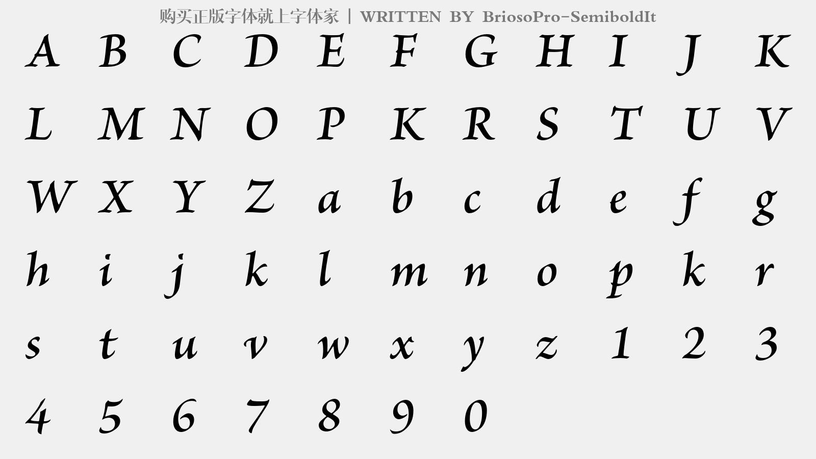 BriosoPro-SemiboldIt - 大写字母/小写字母/数字