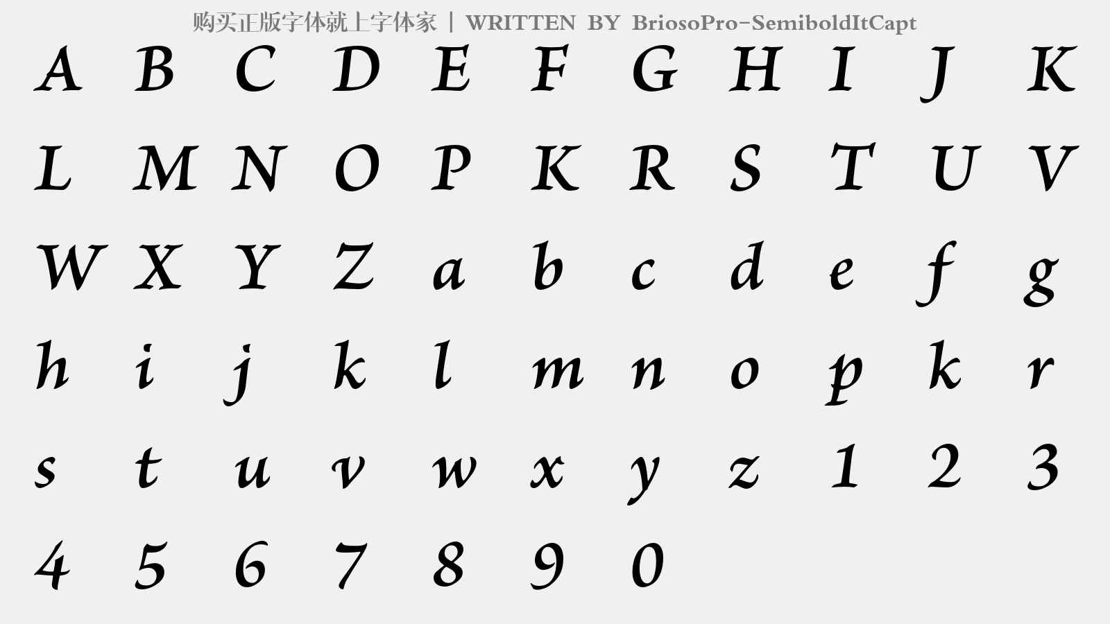 BriosoPro-SemiboldItCapt - 大写字母/小写字母/数字