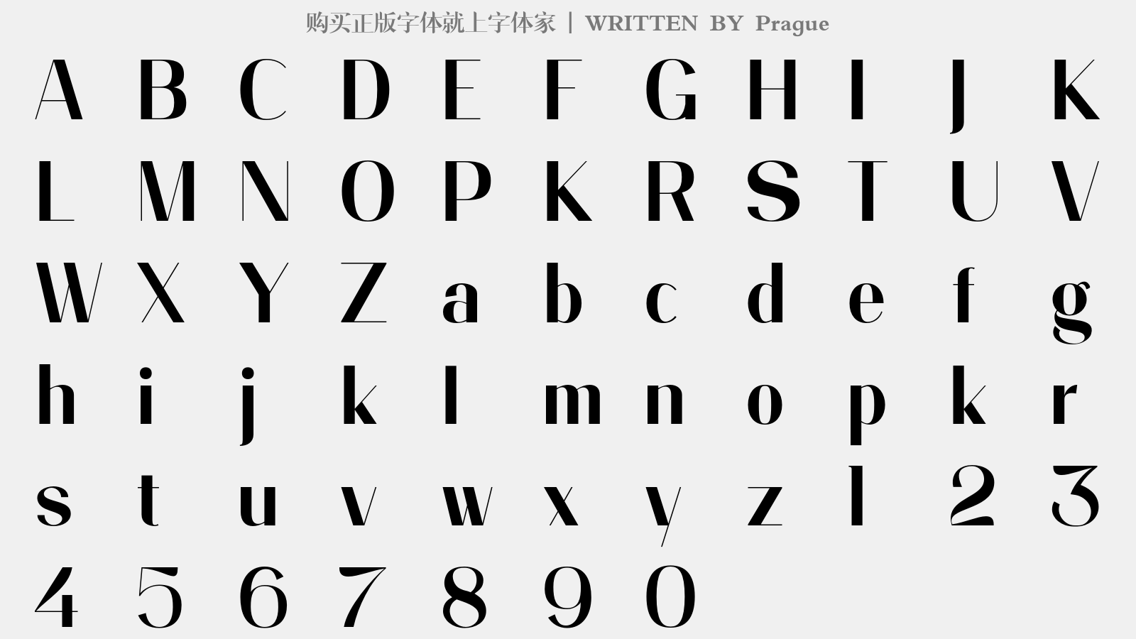 Prague - 大写字母/小写字母/数字