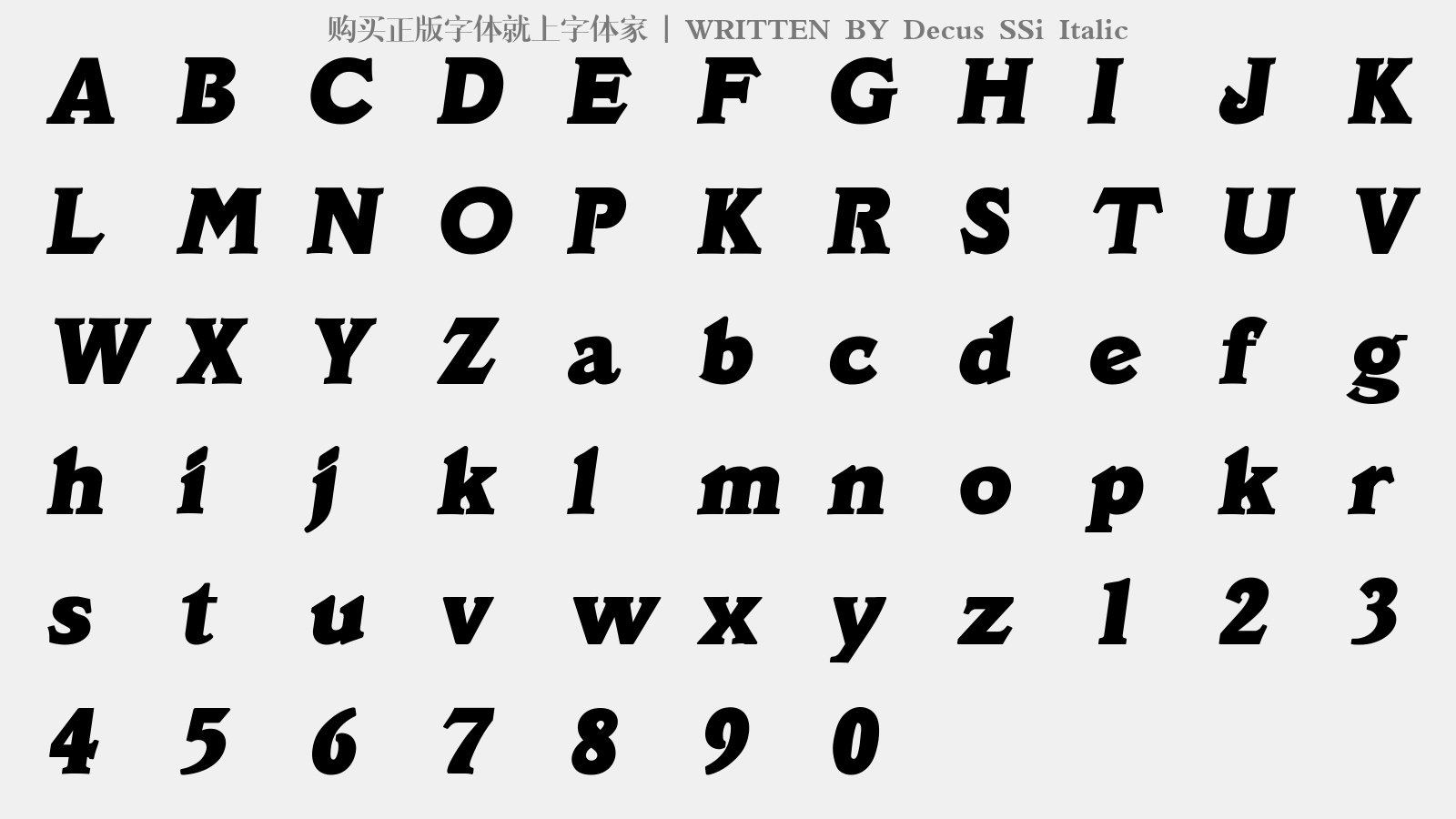 Decus SSi Italic - 大写字母/小写字母/数字