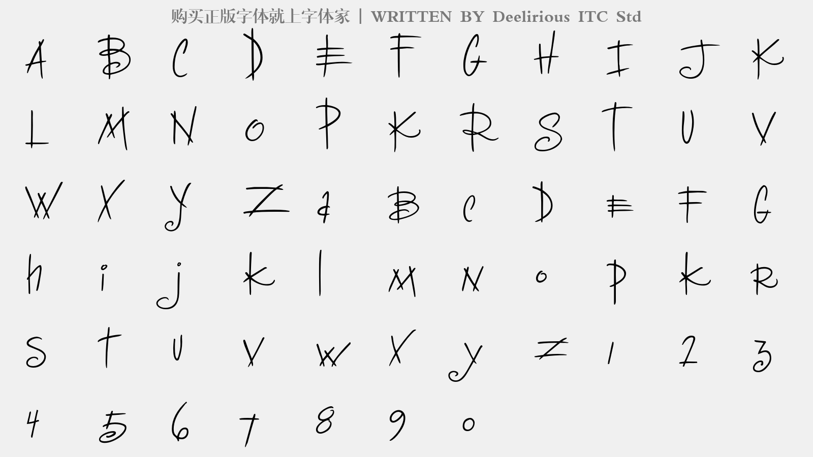 Deelirious ITC Std - 大写字母/小写字母/数字