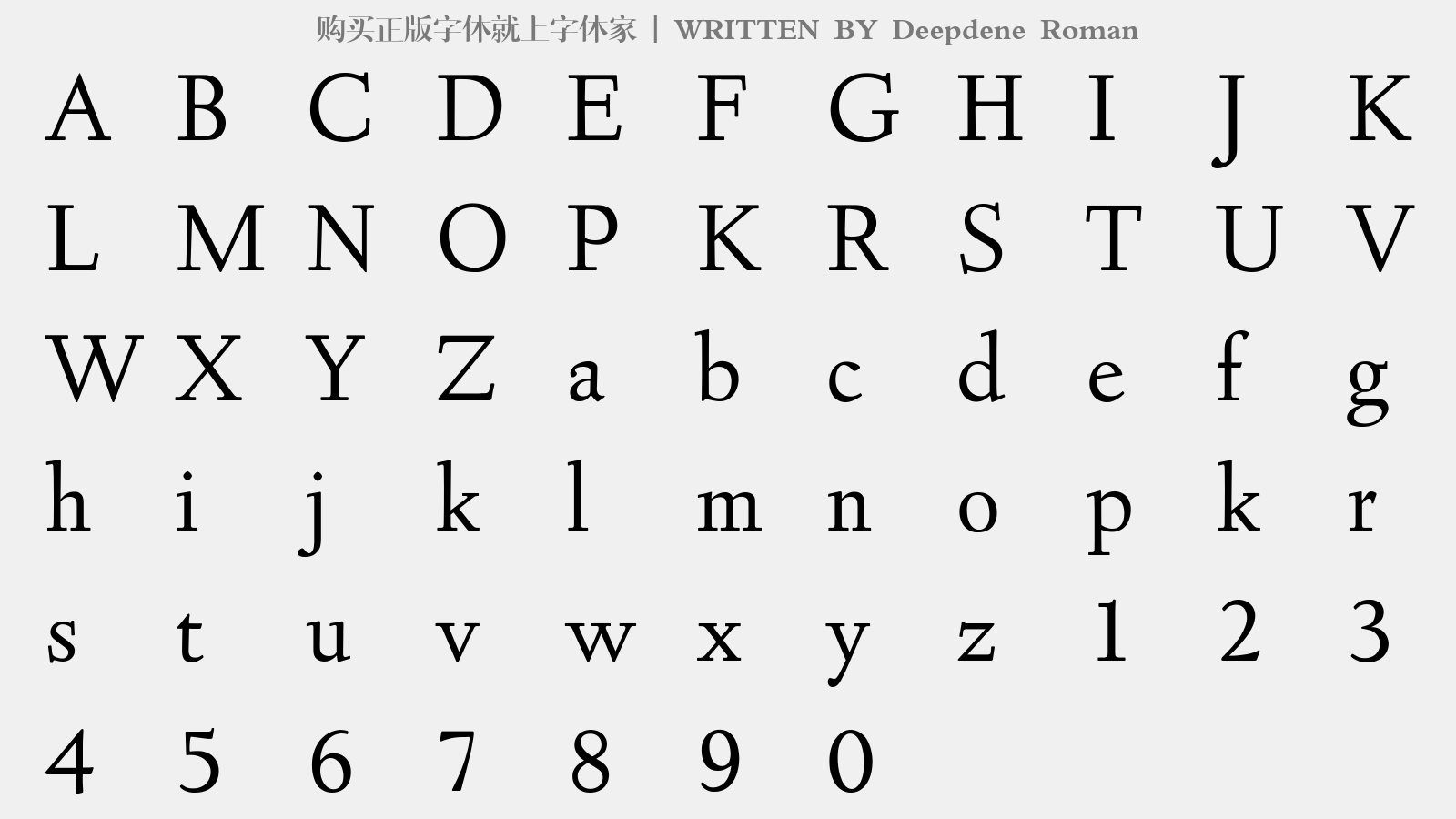 Deepdene Roman - 大写字母/小写字母/数字