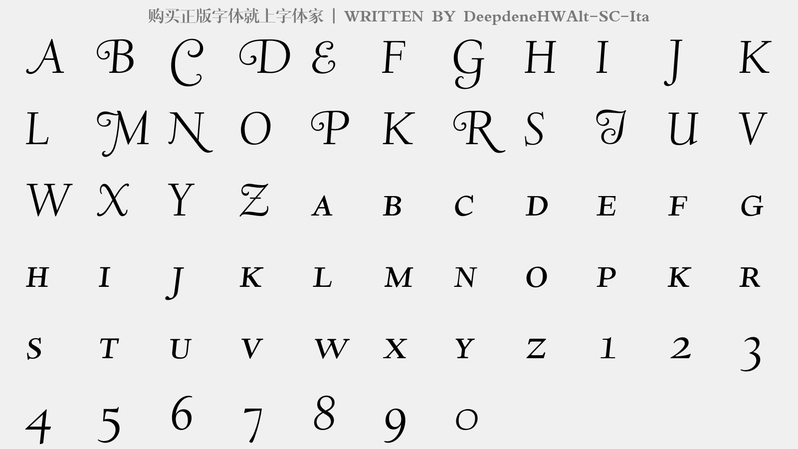 DeepdeneHWAlt-SC-Ita - 大写字母/小写字母/数字