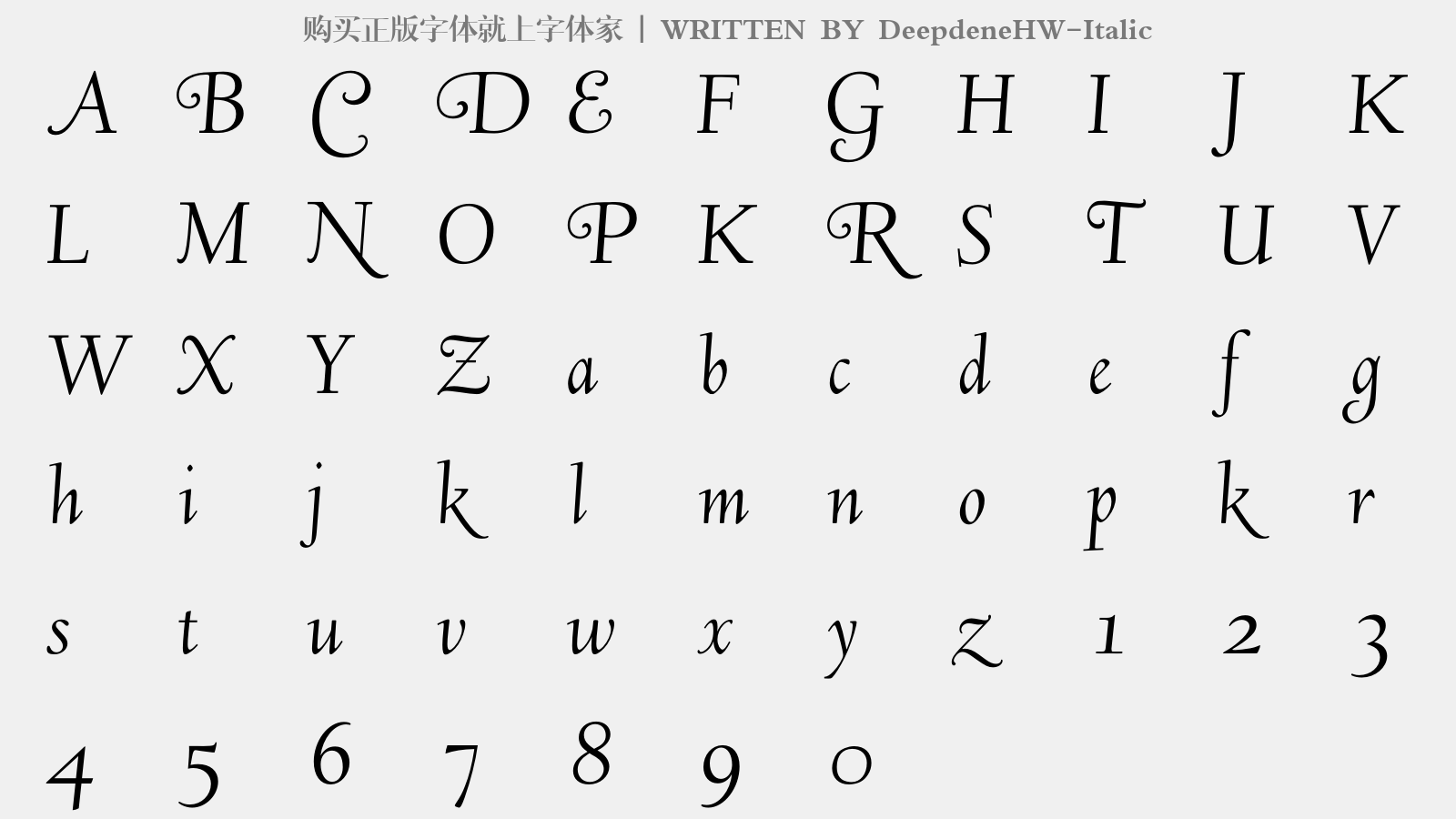 DeepdeneHW-Italic - 大写字母/小写字母/数字