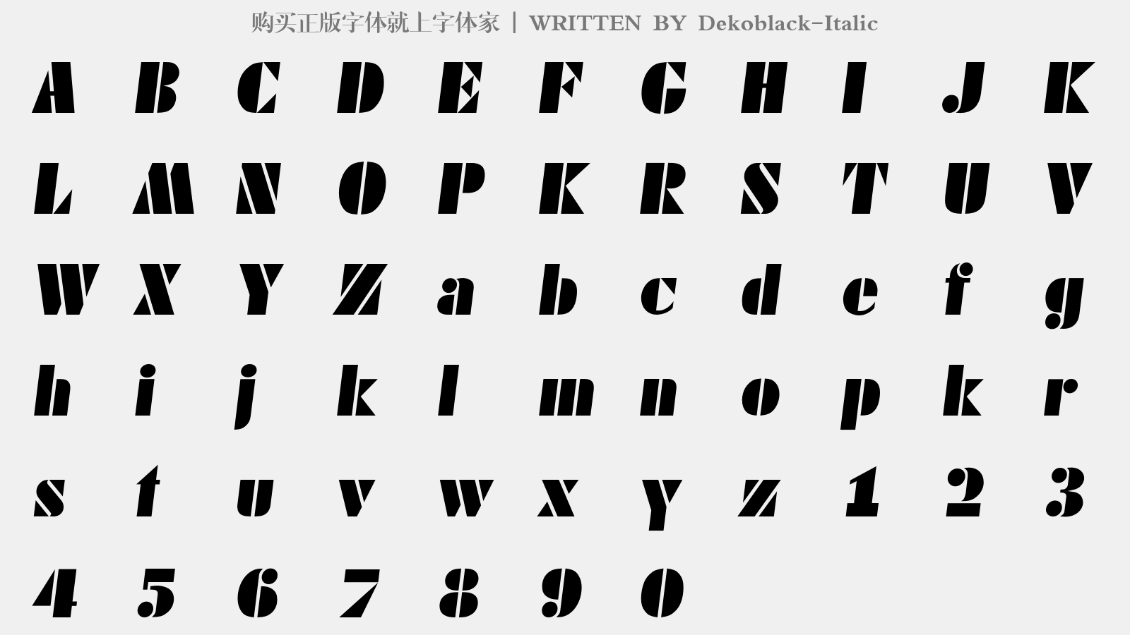 Dekoblack-Italic - 大写字母/小写字母/数字