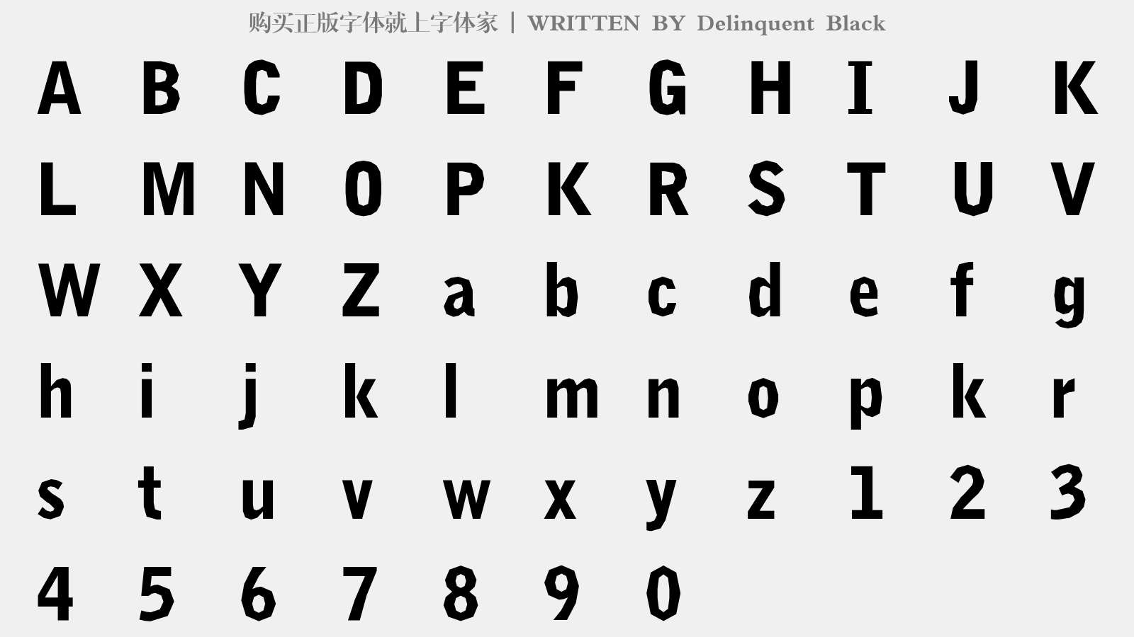 Delinquent Black - 大写字母/小写字母/数字