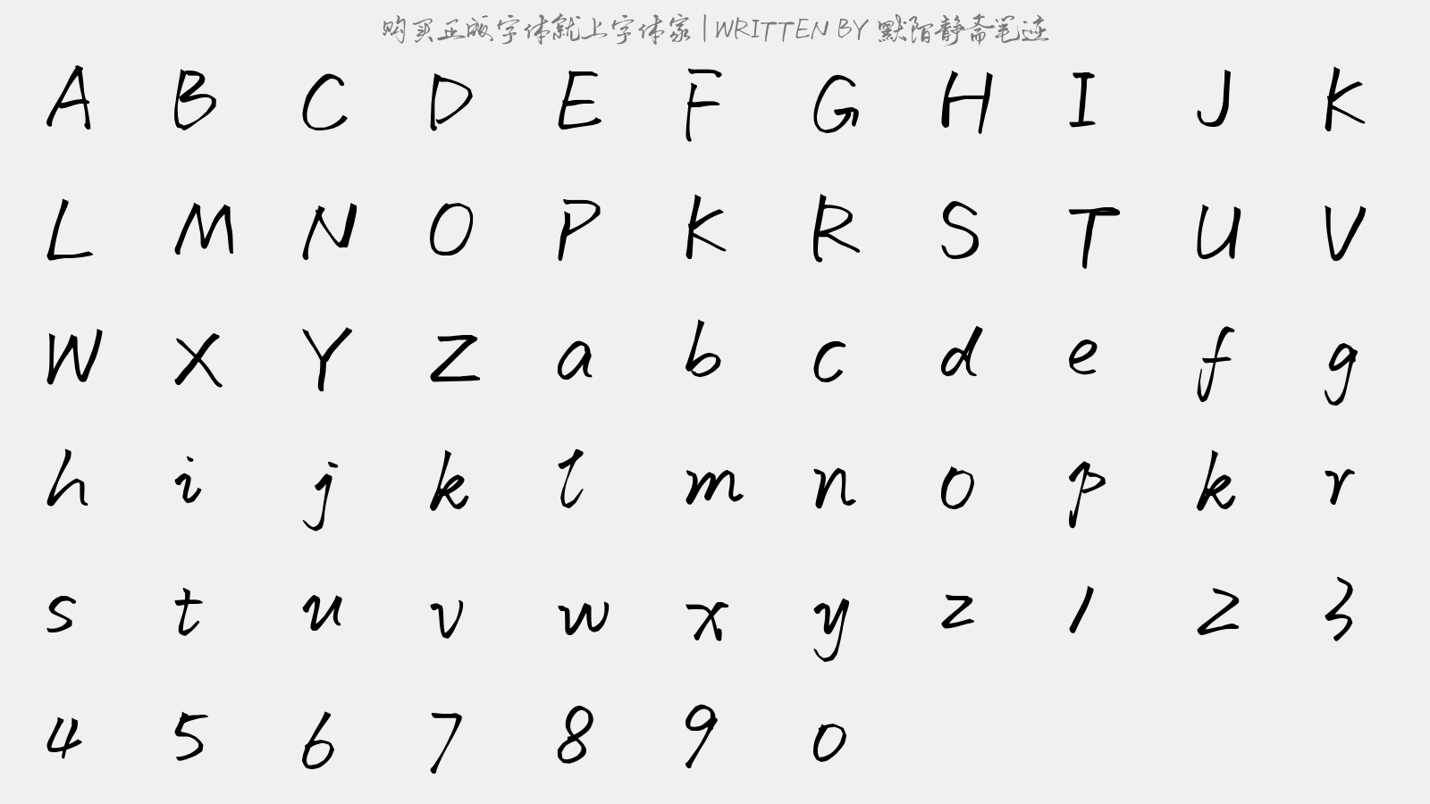 默陌静斋笔迹 - 大写字母/小写字母/数字