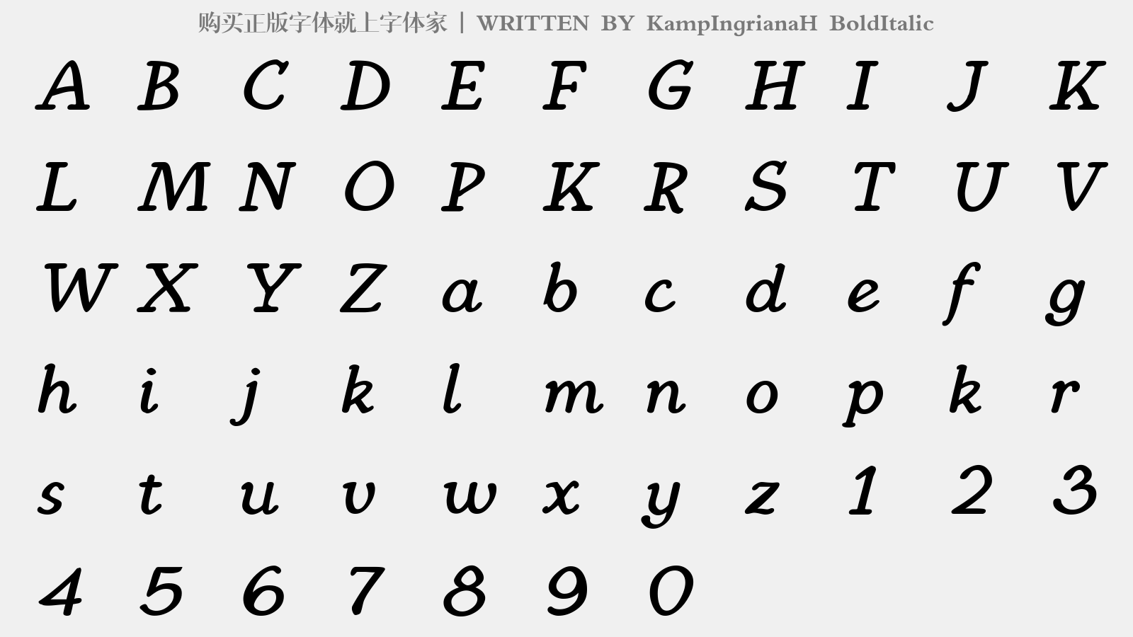 KampIngrianaH BoldItalic - 大写字母/小写字母/数字