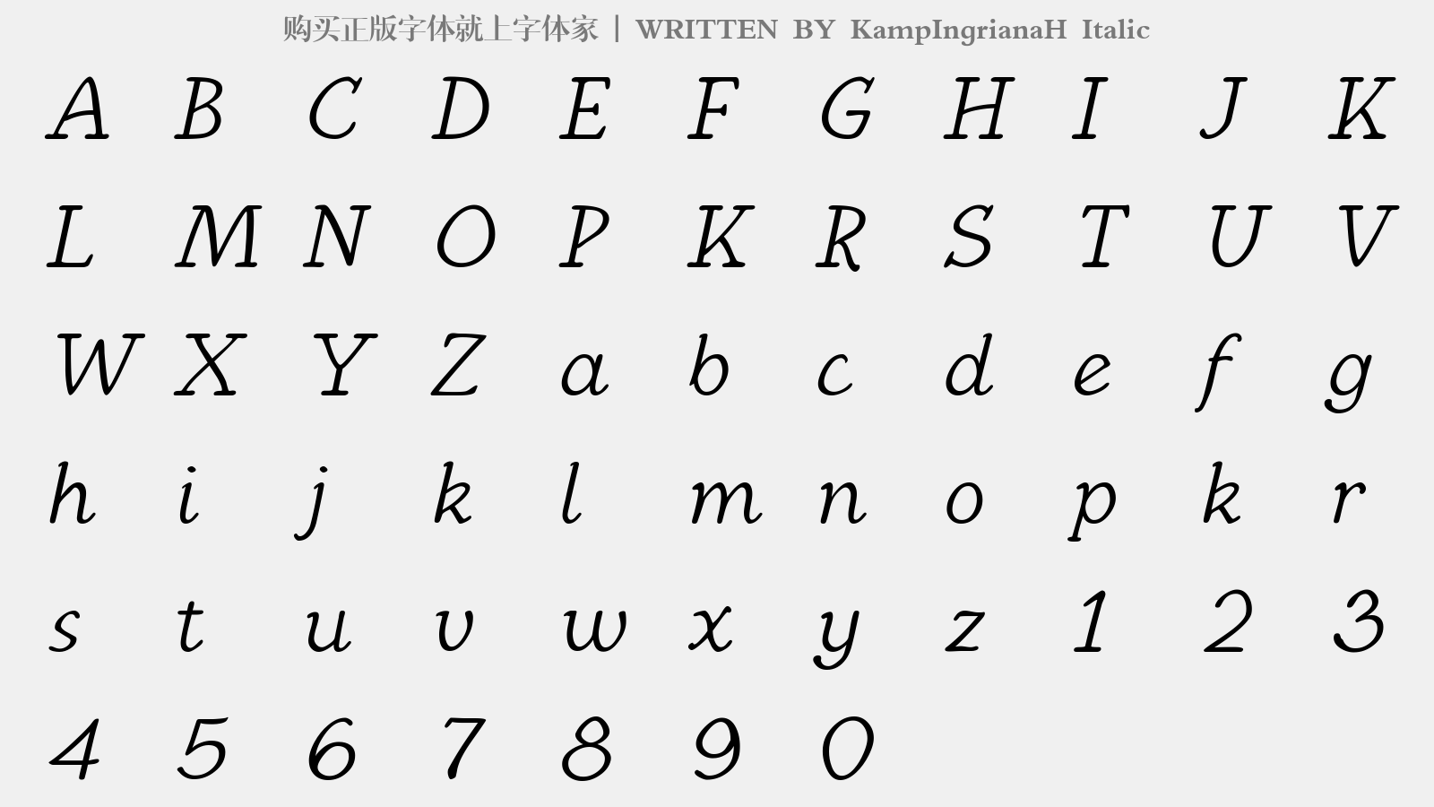 KampIngrianaH Italic - 大写字母/小写字母/数字
