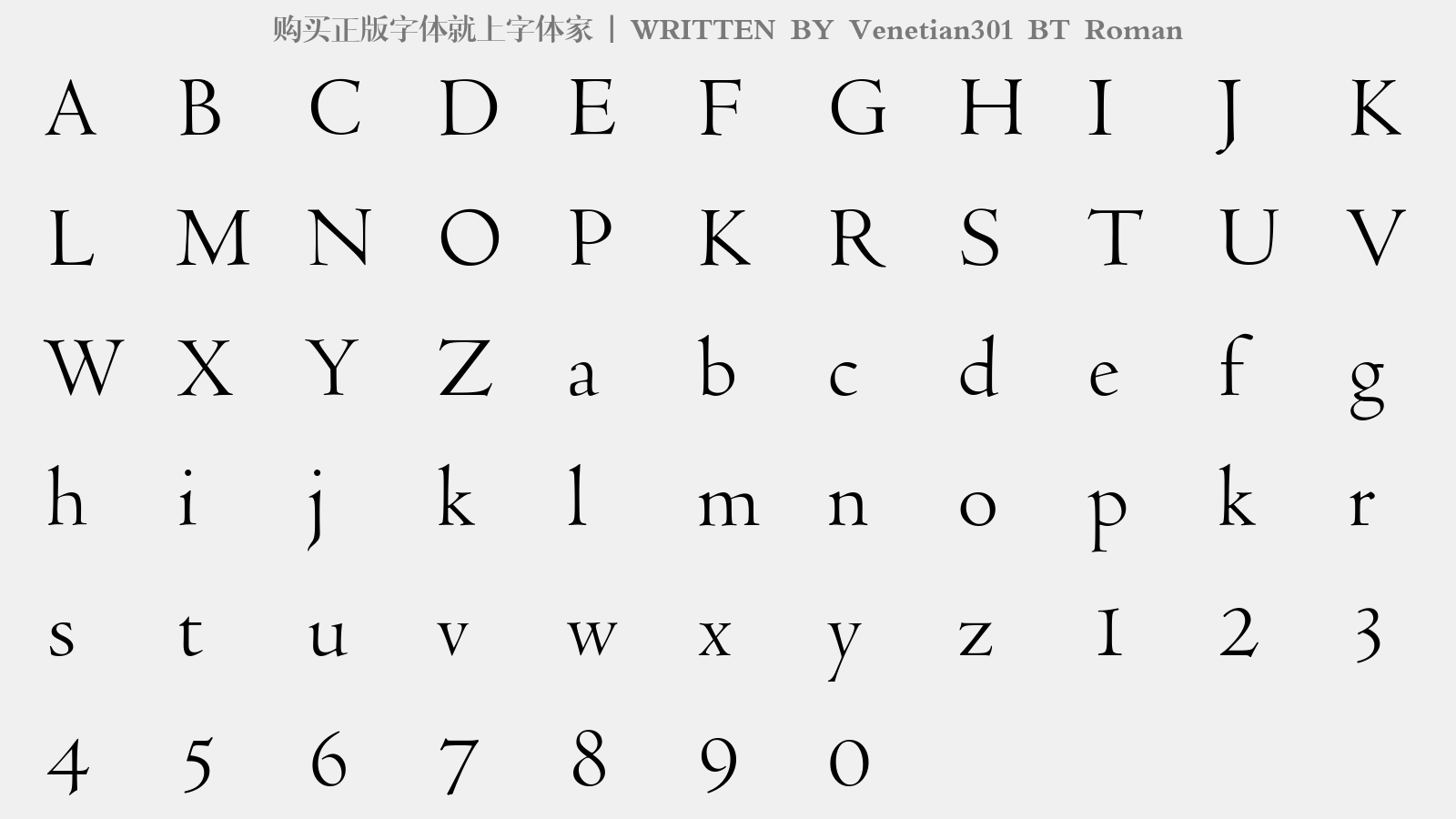 venetian301 bt roman - 大写字母/小写字母/数字