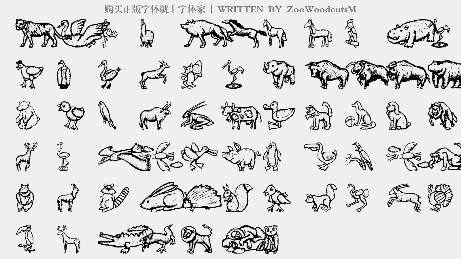 zoowoodcutsm - 大写字母/小写字母/数字