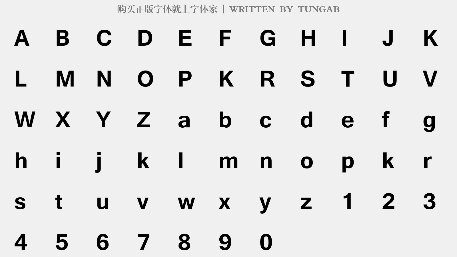 TUNGAB - 大写字母/小写字母/数字