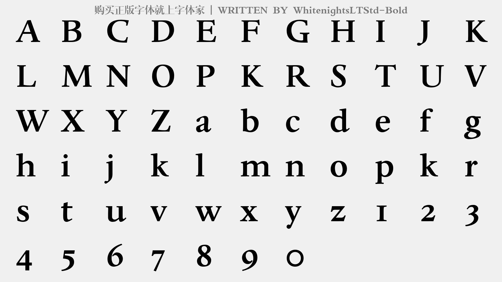 WhitenightsLTStd-Bold - 大写字母/小写字母/数字