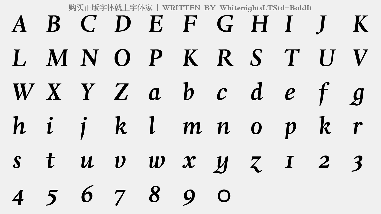 WhitenightsLTStd-BoldIt - 大写字母/小写字母/数字