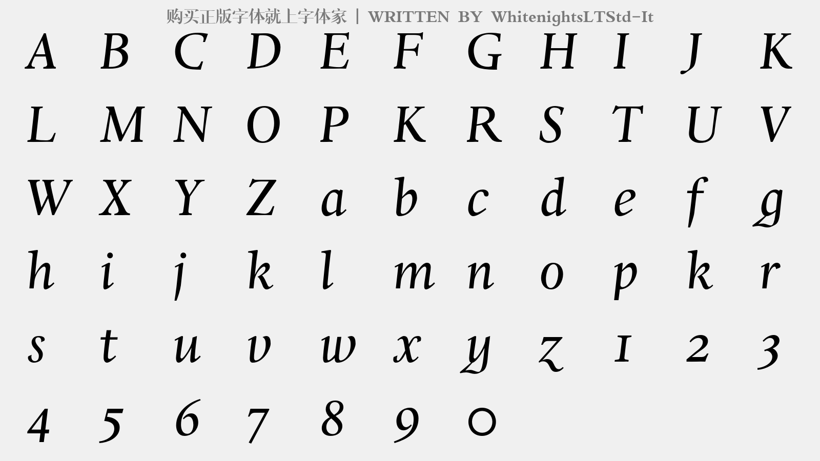 WhitenightsLTStd-It - 大写字母/小写字母/数字