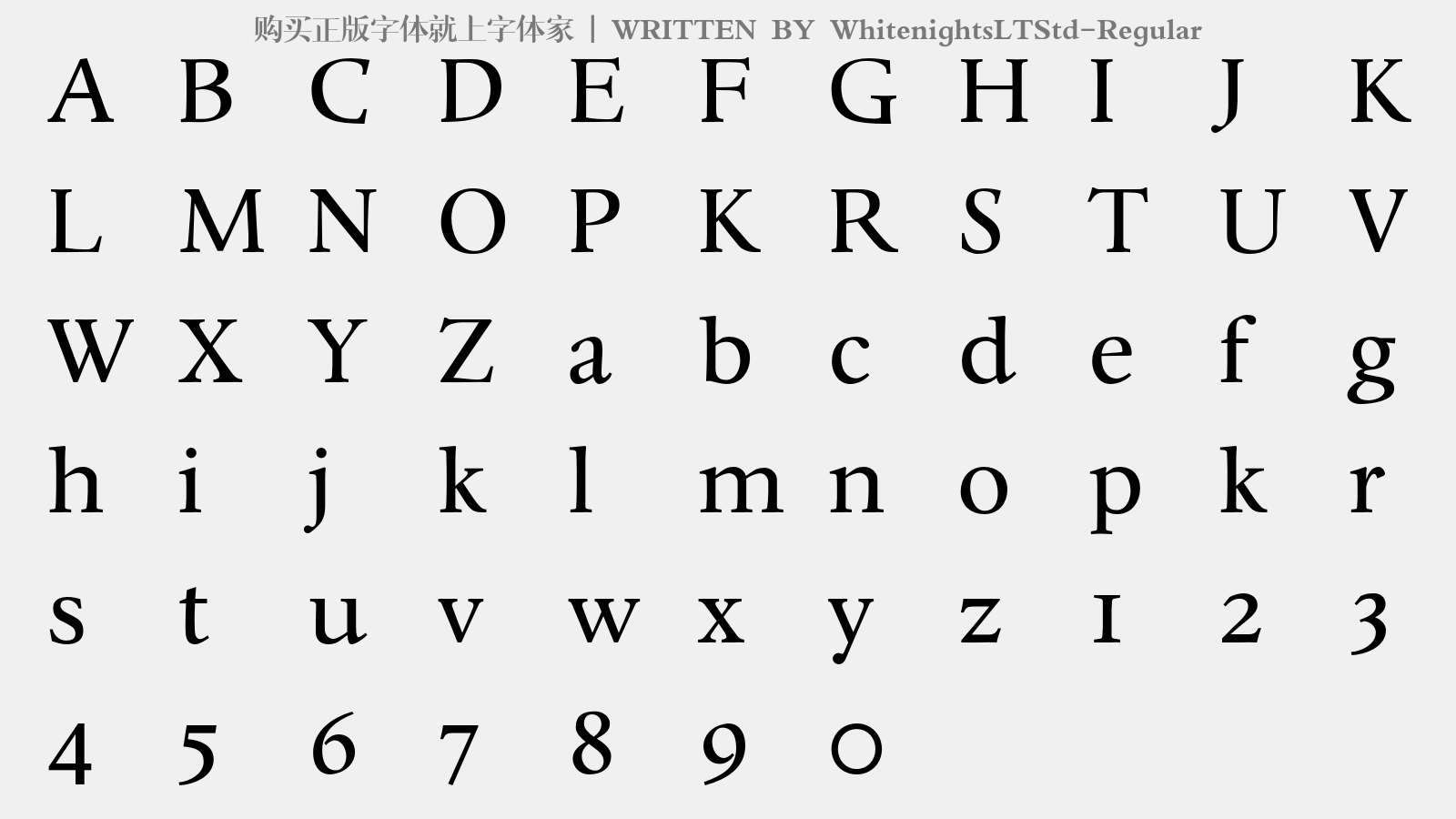 WhitenightsLTStd-Regular - 大写字母/小写字母/数字