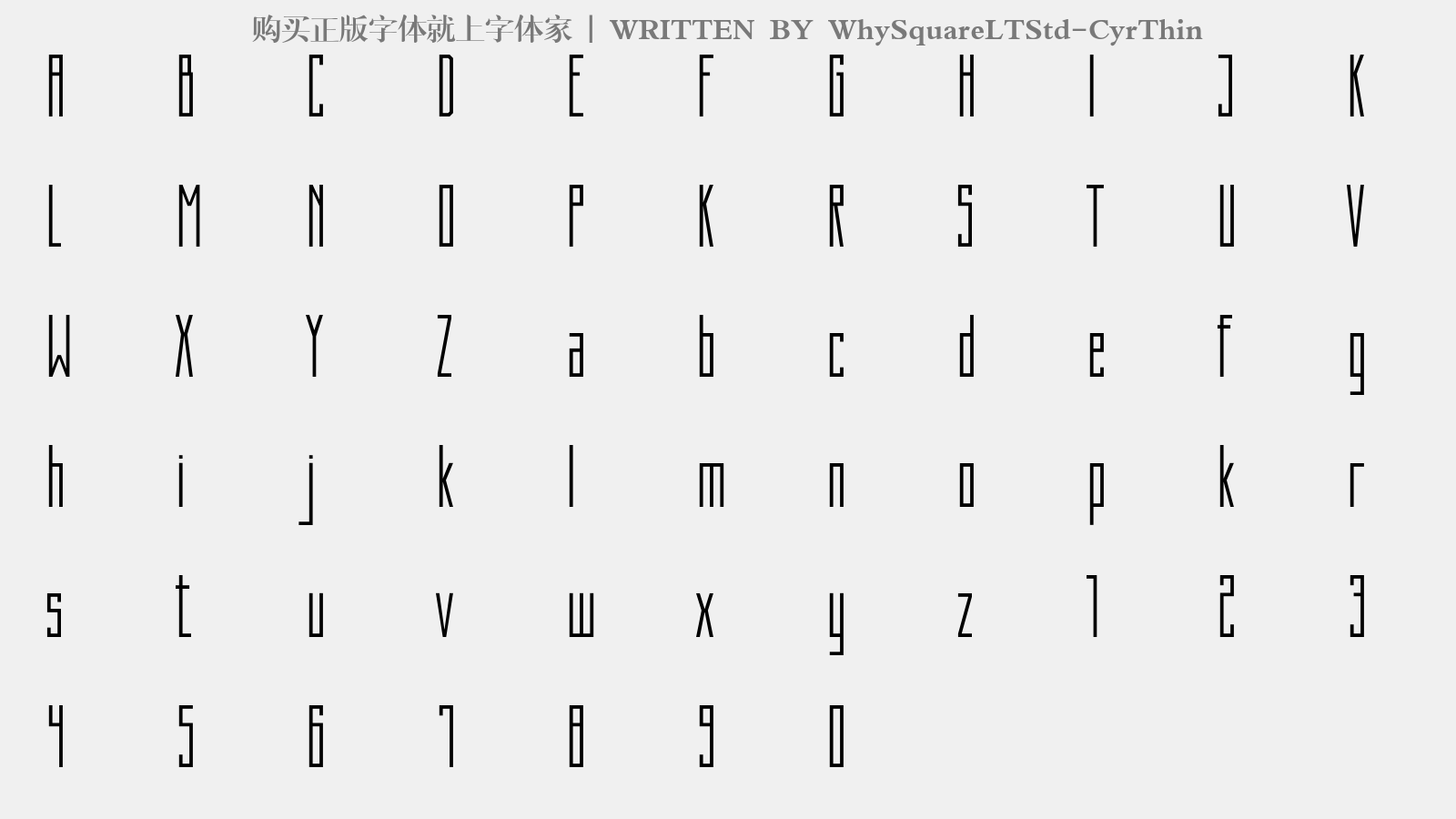 WhySquareLTStd-CyrThin - 大写字母/小写字母/数字