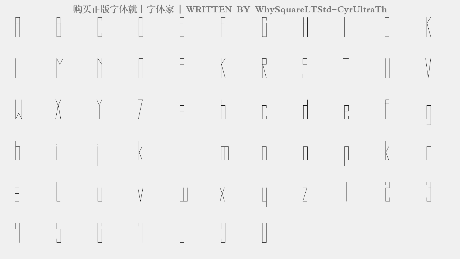 WhySquareLTStd-CyrUltraTh - 大写字母/小写字母/数字
