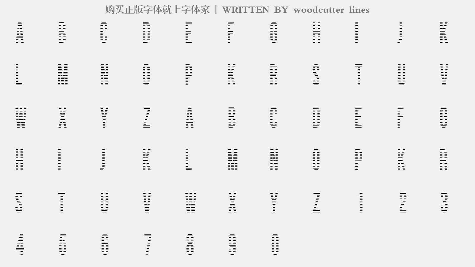 woodcutter lines - 大写字母/小写字母/数字
