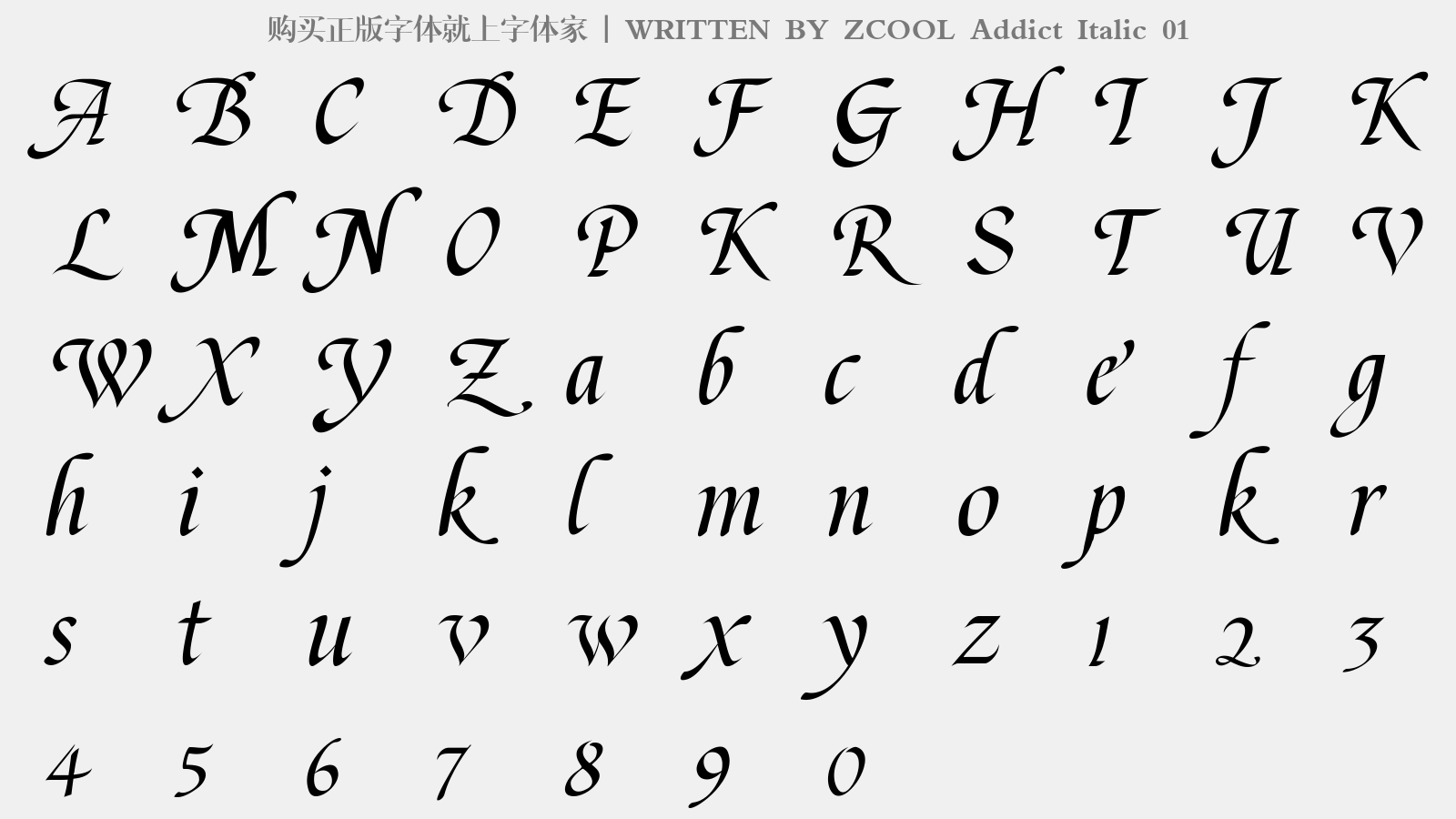 ZCOOL Addict Italic 01 - 大写字母/小写字母/数字