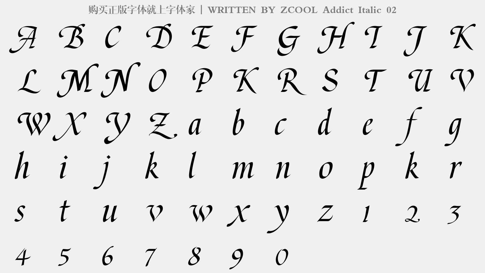 ZCOOL Addict Italic 02 - 大写字母/小写字母/数字