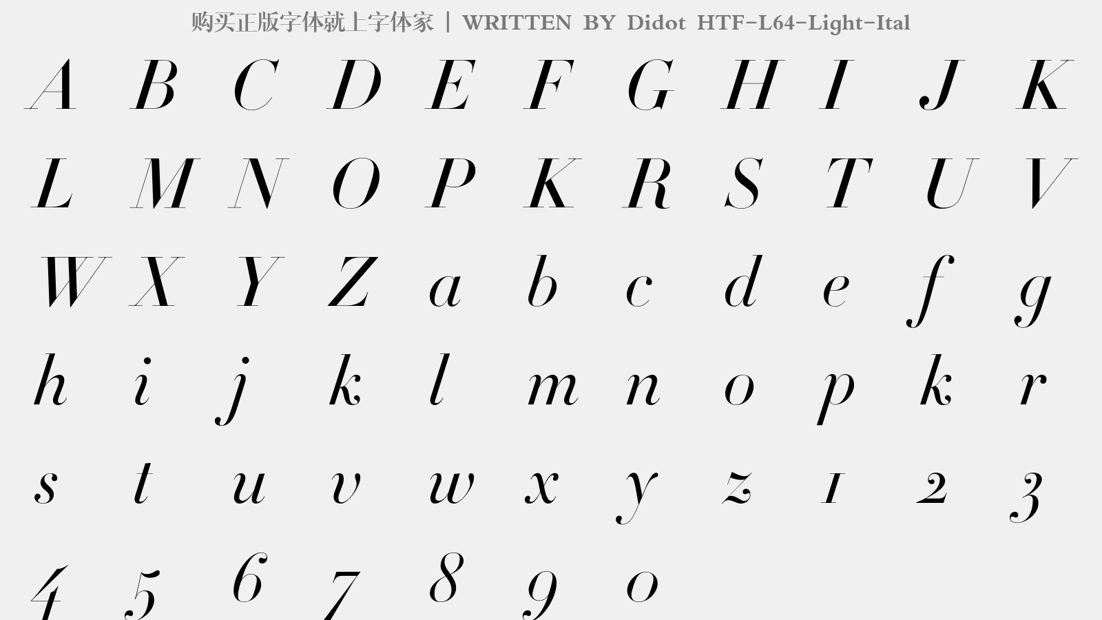 didot htf-l64-light-ital - 大写字母/小写字母/数字