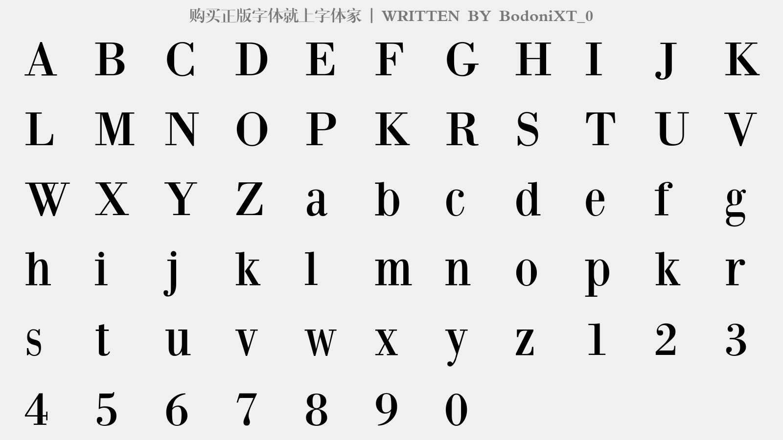 BodoniXT_0 - 大写字母/小写字母/数字