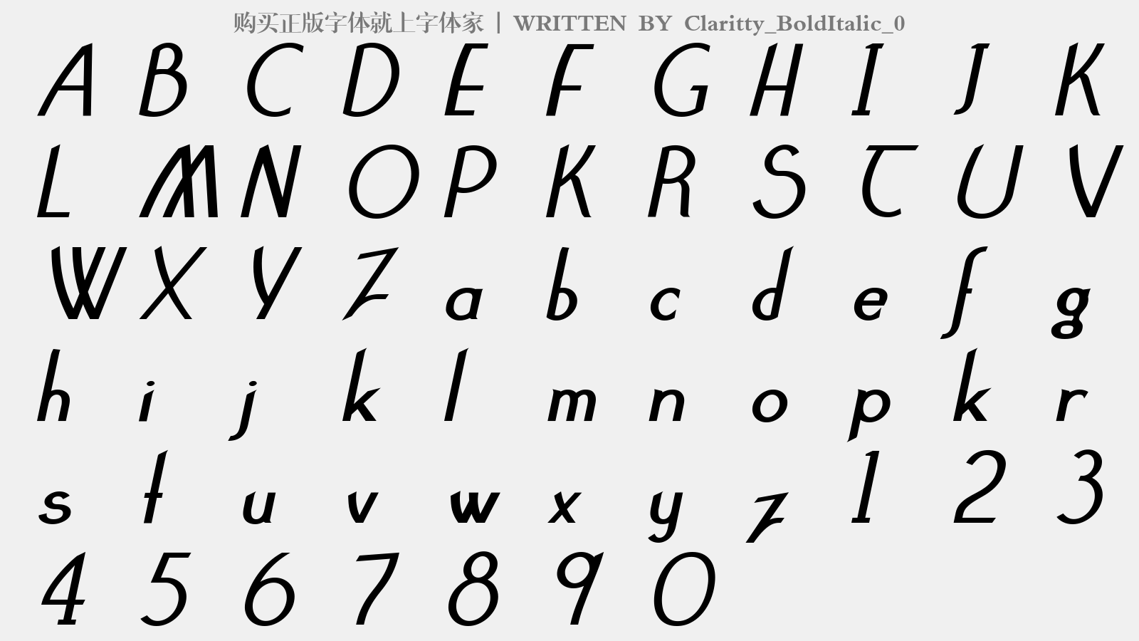 Claritty_BoldItalic_0 - 大写字母/小写字母/数字