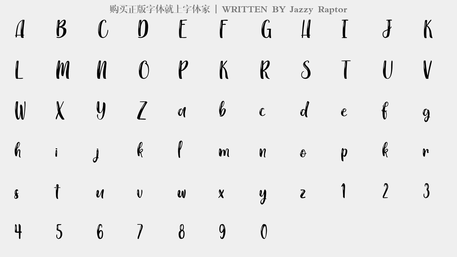 Jazzy Raptor - 大写字母/小写字母/数字