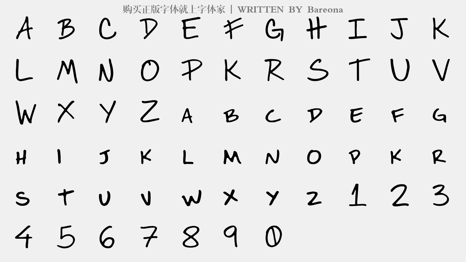 Bareona - 大写字母/小写字母/数字
