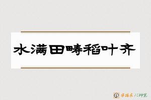 水满田畴稻叶齐-字体家AI神笔