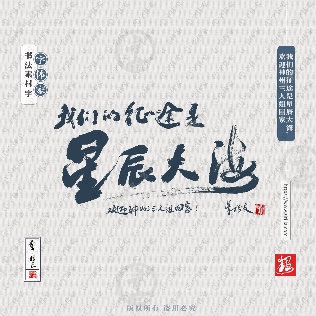 我们的征途是星辰大海欢迎神州三人组回家叶根友手写神十三文案书法