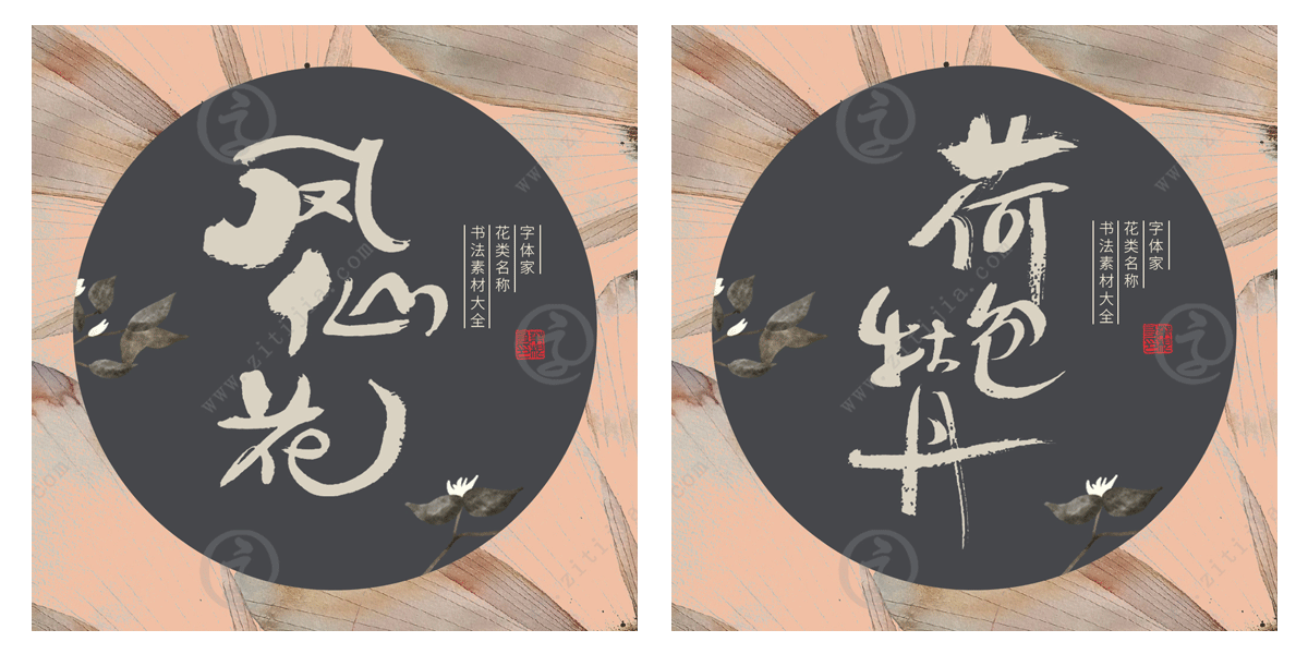 赏析│凤仙花玫瑰等花卉名称书法字体设计分享