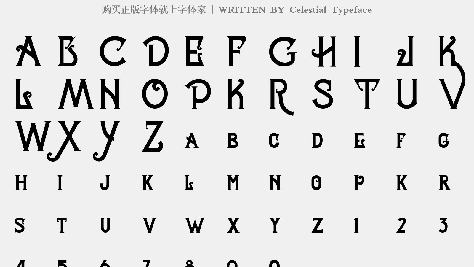 Celestial Typeface - 大写字母/小写字母/数字
